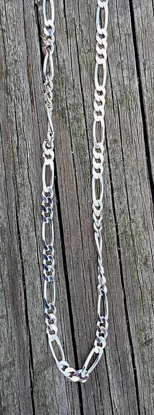 Sterling Silver 925 Figaro Chain 12g 22" Italy Necklace Milor